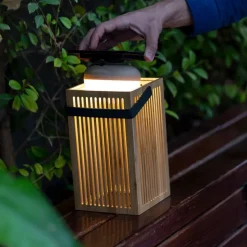 Tischleuchte aus Bambus inkl. LED Dimmbar IP54 Solar Wiederaufladbar mit Fernbedienung - Okinawa