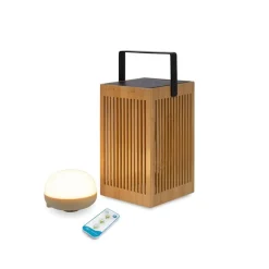Tischleuchte aus Bambus inkl. LED Dimmbar IP54 Solar Wiederaufladbar mit Fernbedienung - Okinawa