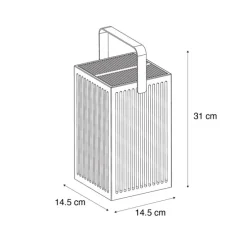 Tischleuchte aus Bambus inkl. LED Dimmbar IP54 Solar Wiederaufladbar mit Fernbedienung - Okinawa
