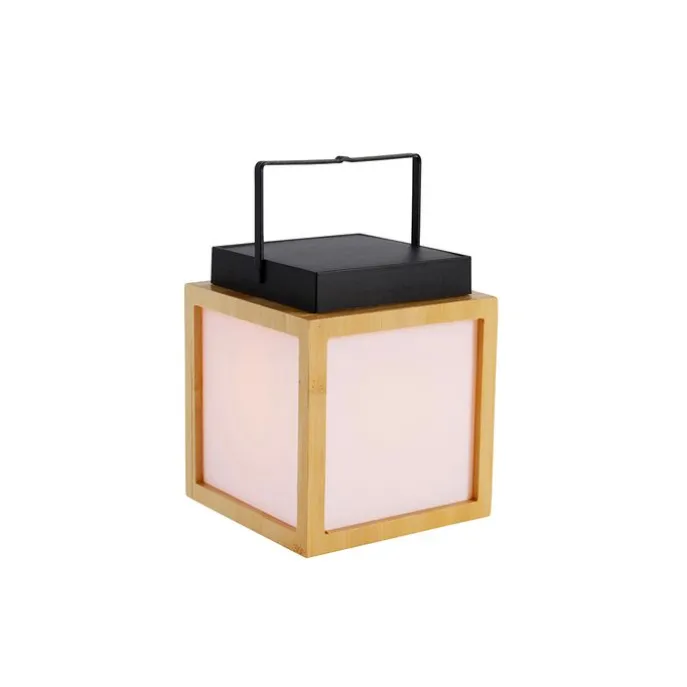 Tischleuchte aus Bambus mit Flammeneffekt inkl. LED IP44 Solar Wiederaufladbar - Vega