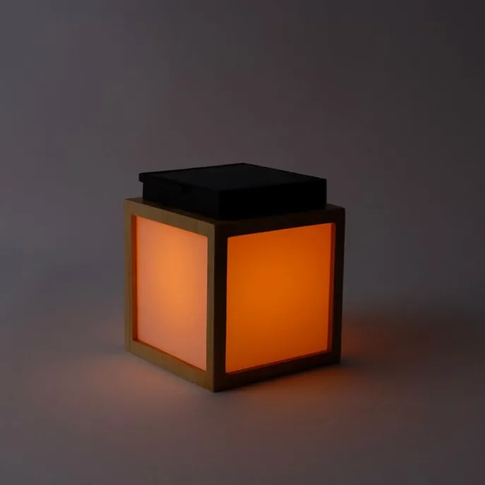 Tischleuchte aus Bambus mit Flammeneffekt inkl. LED IP44 Solar Wiederaufladbar - Vega