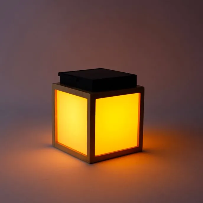 Tischleuchte aus Bambus mit Flammeneffekt inkl. LED IP44 Solar Wiederaufladbar - Vega