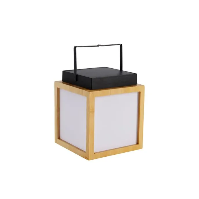 Tischleuchte aus Bambus mit Flammeneffekt inkl. LED IP44 Solar Wiederaufladbar - Vega