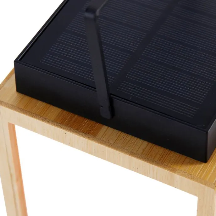 Tischleuchte aus Bambus mit Flammeneffekt inkl. LED IP44 Solar Wiederaufladbar - Vega