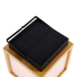 Tischleuchte aus Bambus mit Flammeneffekt inkl. LED IP44 Solar Wiederaufladbar - Vega