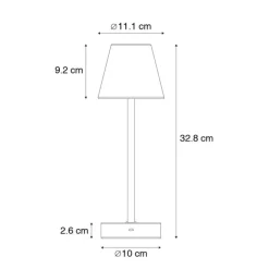 Tischleuchte aus Messing inkl. LED wiederaufladbar mit Touchdimmer - Renata