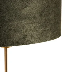 Tischleuchte Bronze mit ovalem Samtschirm Grün 35cm - Parte