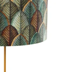 Tischleuchte Bronze mit Samtlampenschirm Blattdesign und goldener Innenseite - Parte