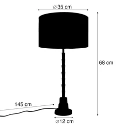 Tischleuchte Bronze mit Samtschirm Taupe 35cm - Pisos