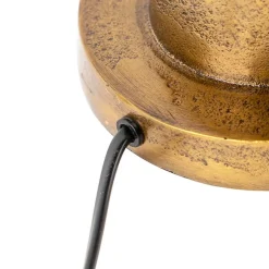 Tischleuchte Bronze mit Samtschirm Taupe 35cm - Pisos