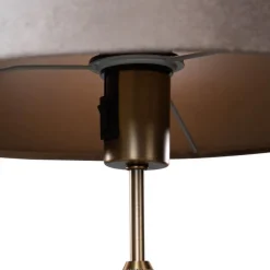 Tischleuchte Bronze mit taupefarbenem Samt-Schirm 35cm - Parte