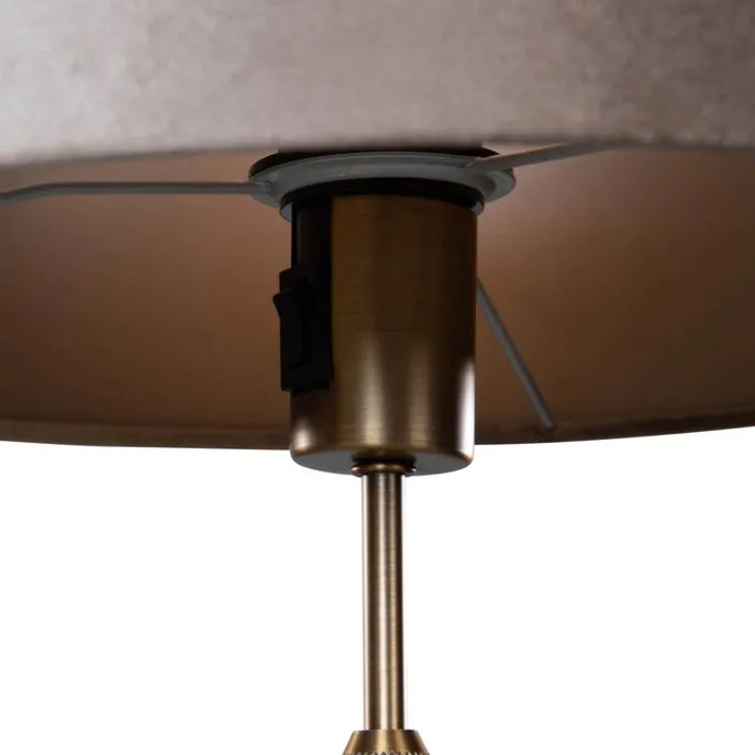 Tischleuchte Bronze mit taupefarbenem Samt-Schirm 35cm - Parte