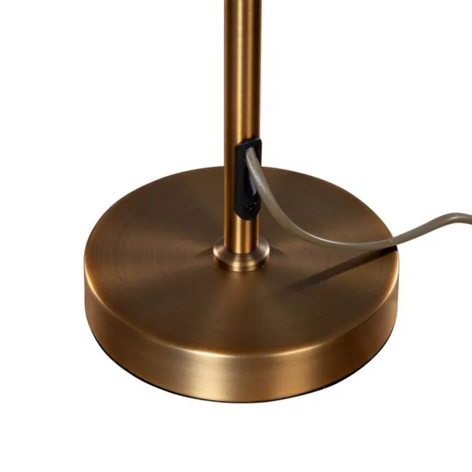 Tischleuchte Bronze mit taupefarbenem Samt-Schirm 35cm - Parte