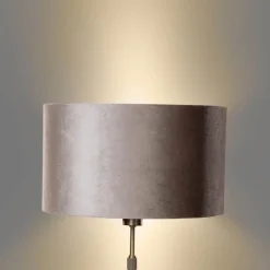 Tischleuchte Bronze mit taupefarbenem Samt-Schirm 35cm - Parte