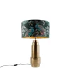 Tischleuchte Bronze Samtlampenschirm Pfauen grün mit Gold 50 cm - Bruut