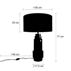 Tischleuchte Bronze Samtlampenschirm Taupe mit Gold 50 cm - Bruut