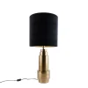 Tischleuchte Bronze Samtlampenschirm Schwarz mit Gold 40 cm - Bruut