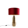Tischleuchte Bronze Samt-Schirm Rot mit Gold 50 cm - Bruut