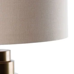 Tischleuchte Bronze Stoffschirm hellbraun 50 cm - Bruut
