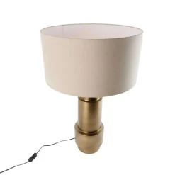 Tischleuchte Bronze Stoffschirm hellbraun 50 cm - Bruut