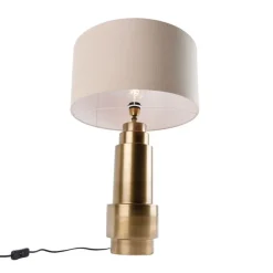 Tischleuchte Bronze Stoffschirm hellbraun 50 cm - Bruut