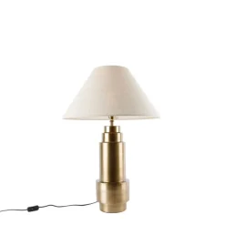 Tischleuchte Bronze Stoffschirm Beige 55 cm - Bruut