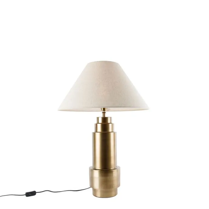 Tischleuchte Bronze Stoffschirm Beige 55 cm - Bruut