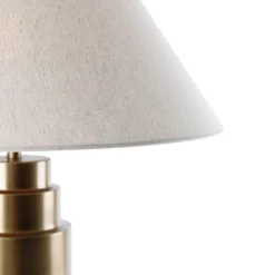 Tischleuchte Bronze Stoffschirm Beige 55 cm - Bruut