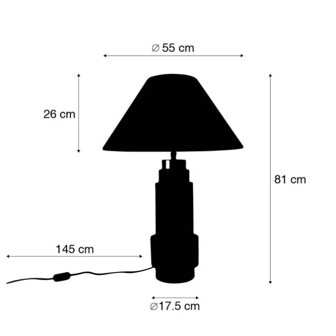 Tischleuchte Bronze Stoffschirm Beige 55 cm - Bruut