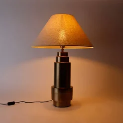 Tischleuchte Bronze Stoffschirm Beige 55 cm - Bruut