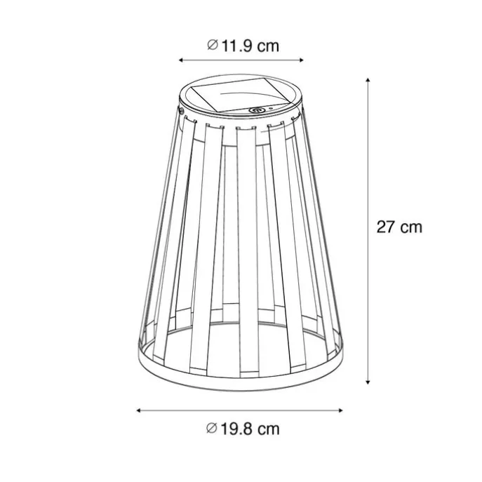 Tischleuchte für den Außenbereich schwarz inkl. LED 3-stufig dimmbar Solar- und Akku-betrieb - Penny