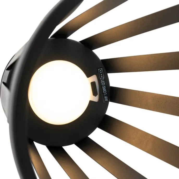 Tischleuchte für den Außenbereich schwarz inkl. LED 3-stufig dimmbar Solar- und Akku-betrieb - Penny