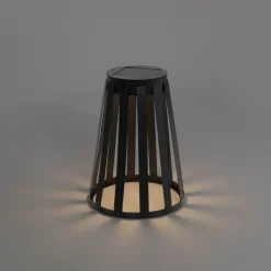 Tischleuchte für den Außenbereich schwarz inkl. LED 3-stufig dimmbar Solar- und Akku-betrieb - Penny