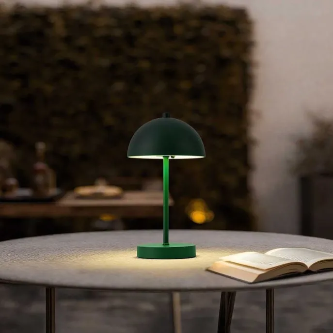 Tischleuchte für den Außenbereich Dunkelgrün inkl. LED 3-Stufen-Dimmbar IP44 Wiederaufladbar - Keira