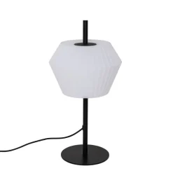 Tischleuchte für den Außenbereich schwarz mit weißem Schirm IP44 - Robbert