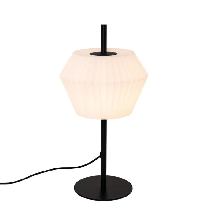 Tischleuchte für den Außenbereich schwarz mit weißem Schirm IP44 - Robbert