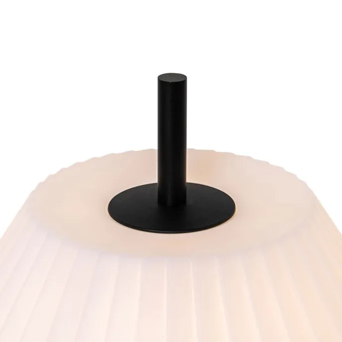 Tischleuchte für den Außenbereich schwarz mit weißem Schirm IP44 - Robbert