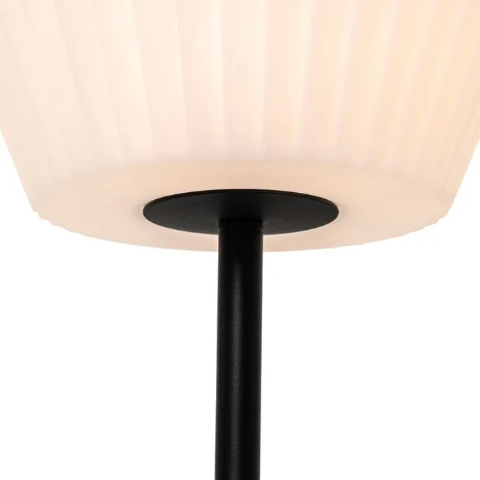 Tischleuchte für den Außenbereich schwarz mit weißem Schirm IP44 - Robbert