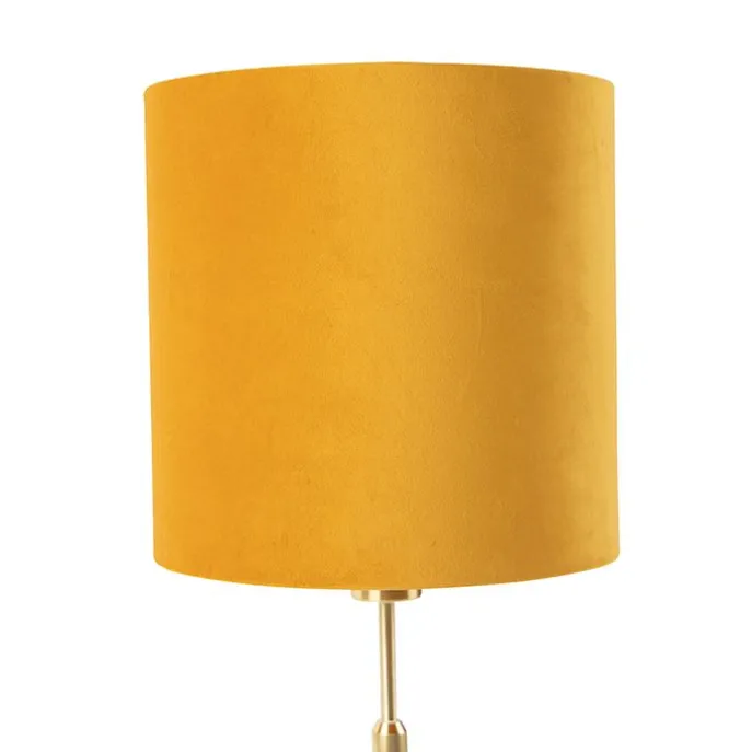 Tischleuchte gold / messing mit veloursschirm gelb 25 cm - Parte