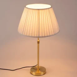 Tischleuchte gold / messing mit plissiertem Schirm creme 35 cm - Parte