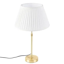 Tischleuchte gold / messing mit plissiertem Schirm creme 35 cm - Parte