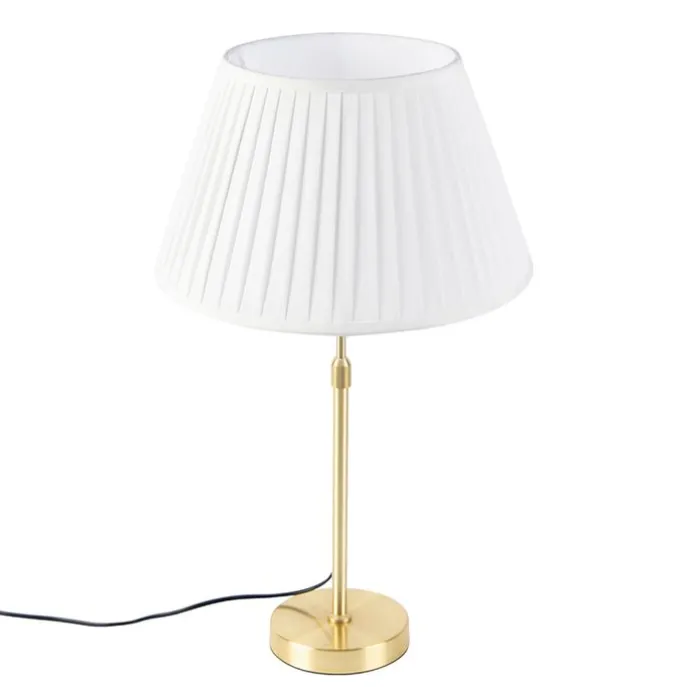 Tischleuchte gold / messing mit plissiertem Schirm creme 35 cm - Parte