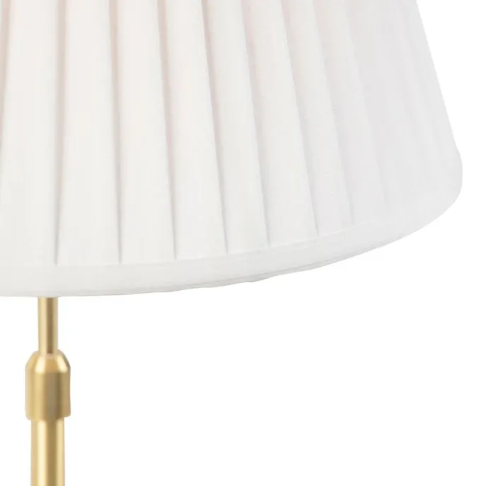 Tischleuchte gold / messing mit plissiertem Schirm creme 35 cm - Parte