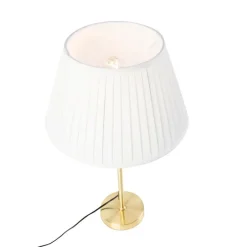 Tischleuchte gold / messing mit plissiertem Schirm creme 35 cm - Parte