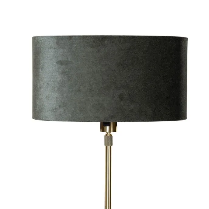 Tischleuchte Gold mit ovalem Samtschirm Grün 35cm - Parte
