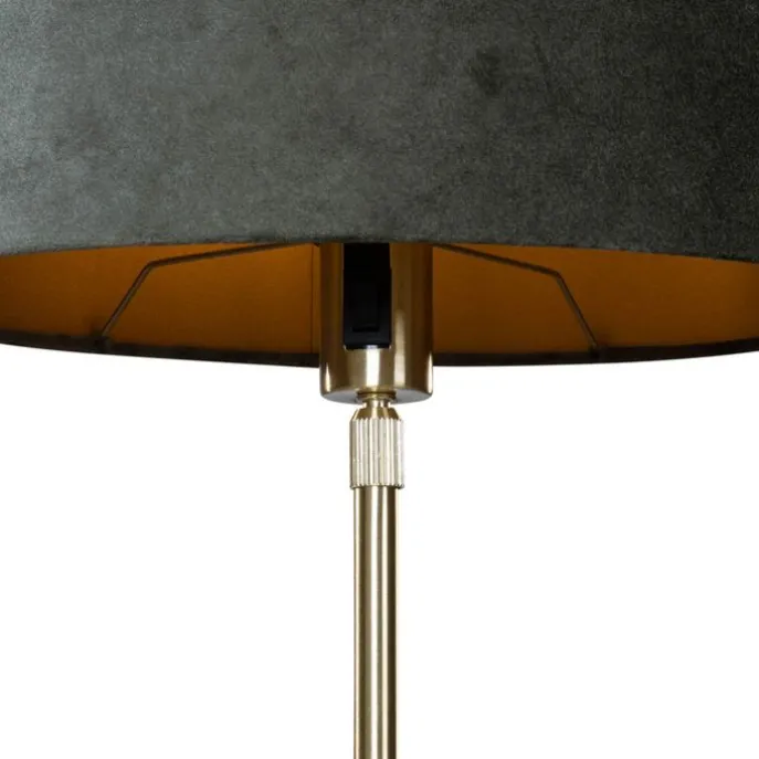 Tischleuchte Gold mit ovalem Samtschirm Grün 35cm - Parte