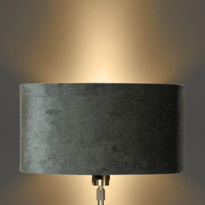 Tischleuchte Gold mit ovalem Samtschirm Grün 35cm - Parte