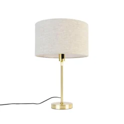 Tischleuchte gold verstellbar mit Schirm hellgrau 35 cm - Parte