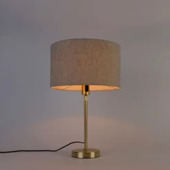 Tischleuchte gold verstellbar mit Schirm hellgrau 35 cm - Parte