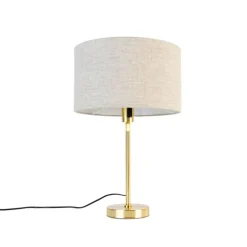 Tischleuchte gold verstellbar mit Schirm hellgrau 35 cm - Parte